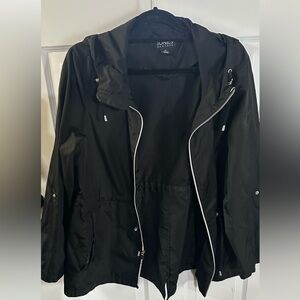 Jones New York Black Utility Jacket with Stand-Up Collar